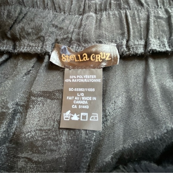 Stella Cruz Palazzo Pants Sheer Black Wide Leg High Waist Beach Long Size L - Picture 5 of 7